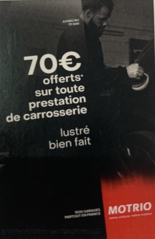 70€ offert sur les prestations de carrosserie